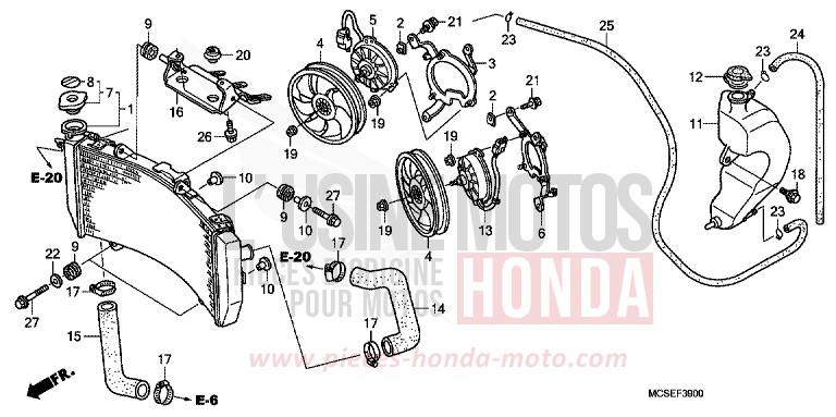 RADIATEUR de ST1300 PEARL COSMIC BLACK (NHA64) de 2009