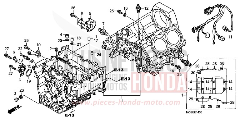 CARTER MOTEUR de ST1300 CANDY GLORY RED-U (R101) de 2014