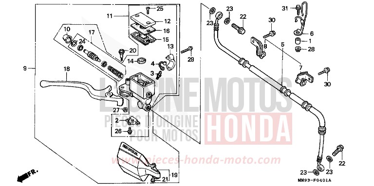 MAITRE-CYLINDRE FREIN AV. (XL600VM/VN/VP) de Transalp GRAND GREEN METALLIC (G137G) de 1992