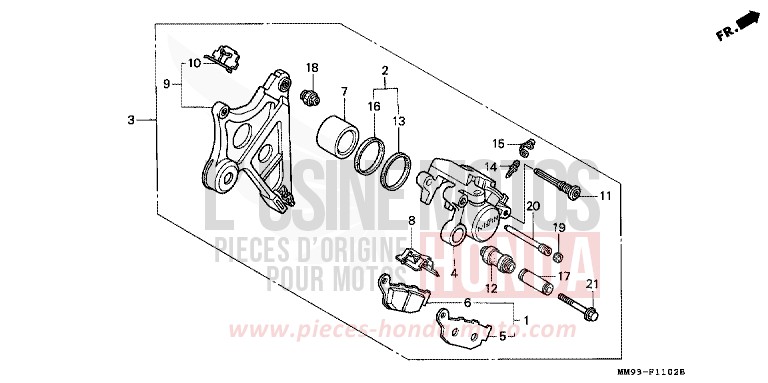 MAITRE-CYLINDRE FREIN AR. (XL600VM/VN/VP/VR) de Transalp GRAND GREEN METALLIC (G137G) de 1992
