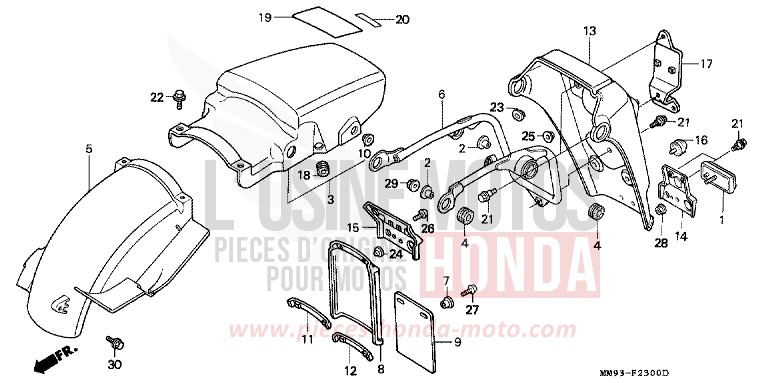GARDE-BOUE ARRIERE de Transalp GRAND GREEN METALLIC (G137G) de 1992