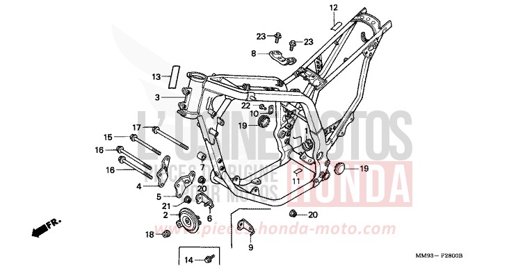 CARROSSERIE DE CHASSIS de Transalp GRAND GREEN METALLIC (G137G) de 1992