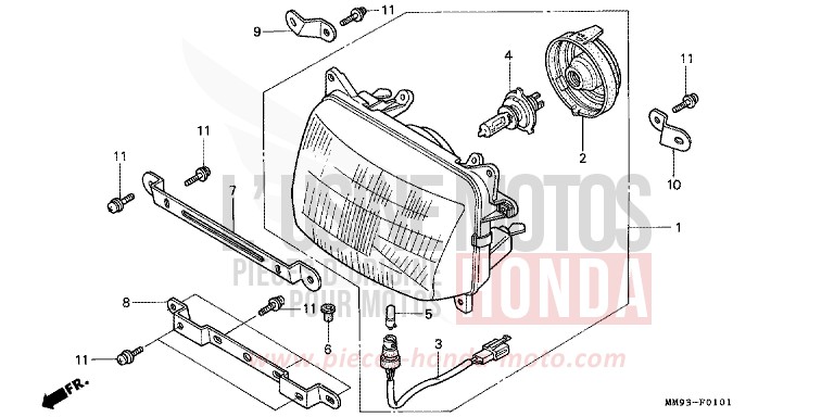 PROJECTEUR (2) (XL600VR) de Transalp SPARKLER BLACK PEARL (NH343K) 1994
