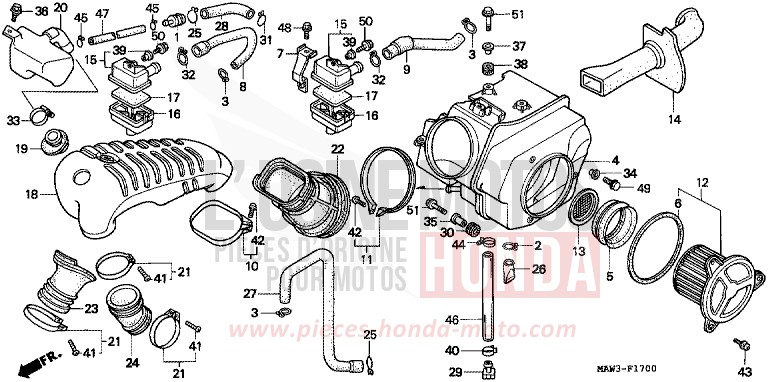 FILTRE A AIR (E/F/G/IT/SP/2G/2IT) de Transalp CASSIS RED METALLIC (R217K) 1996