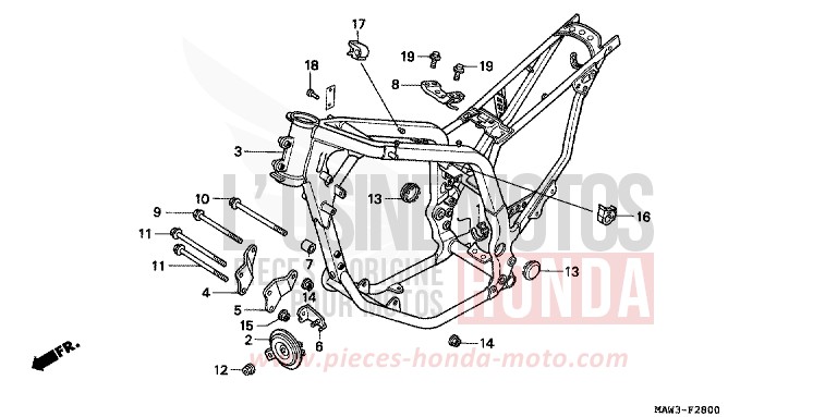 CARROSSERIE DE CHASSIS de Transalp CASSIS RED METALLIC (R217K) 1996