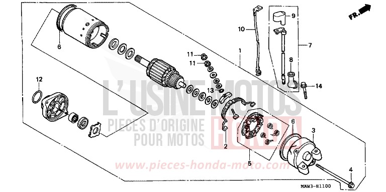 MOTEUR DE DEMARRAGE de Transalp LAPIS BLUE METALLIIC (PB257H) 1996