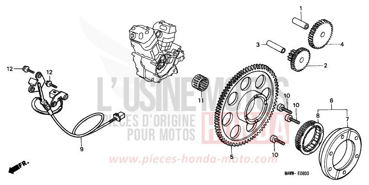 GENERATEUR D'IMPULSIONS/ EMBRAYAGE DE DEMARRAGE de Transalp RADIANT RED METALLIC (R218K) 1998