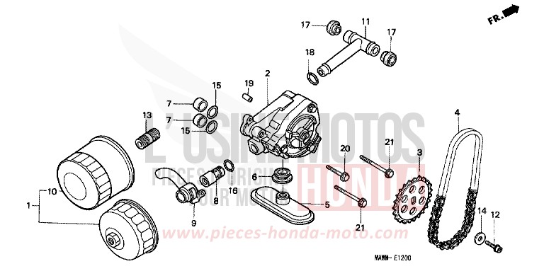 FILTRE A HUILE/POMPE A HUILE de Transalp TASMANIA GREEN ME (G142G) de 1999