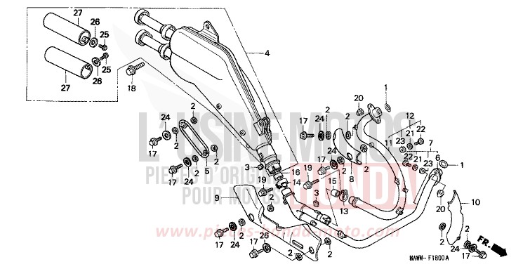 SILENCIEUX D'ECHAPPEMENT de Transalp TASMANIA GREEN ME (G142G) de 1999