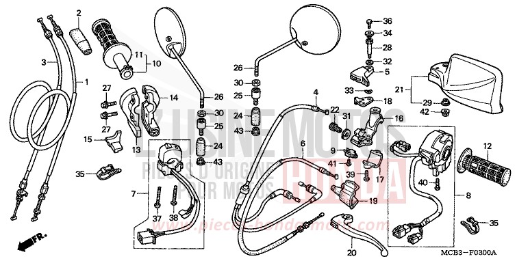 COMMUTATEUR/CABLE de Transalp ACCURATE SILVER METALLIC (NH146) de 2001
