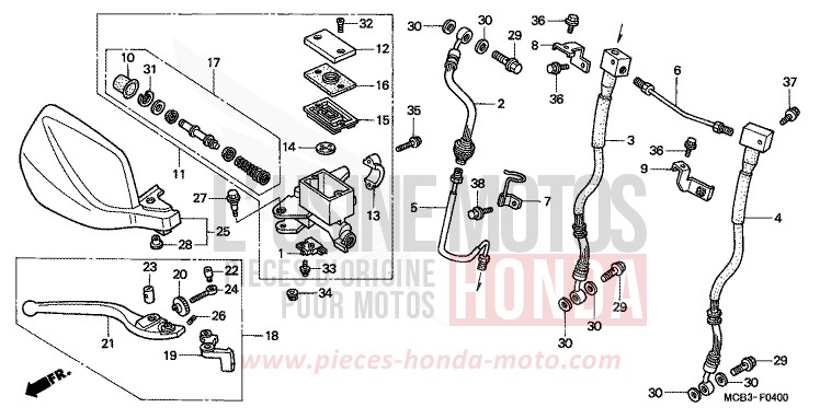 MAITRE-CYLINDRE FREIN AV. de Transalp ACCURATE SILVER METALLIC (NH146) de 2001