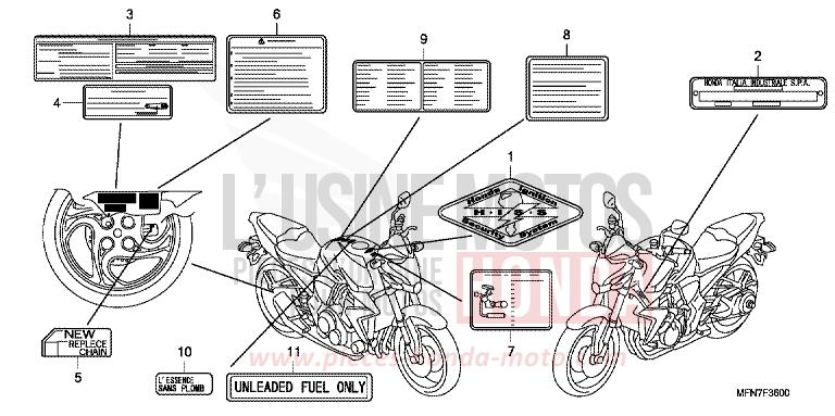 ETIQUETTE DE PRECAUTIONS (1) de CB1000R DRAGON GREEN METALLIC (GY139) de 2009