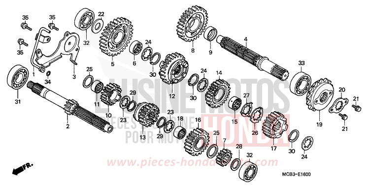 BOITE DE VITESSES de Transalp MUTE BLACK METALLIC (NH359) de 2001