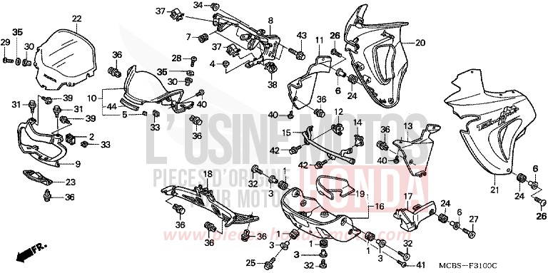 CAPOT de Transalp MOODY BLUE METALLIC (PB296) de 2002