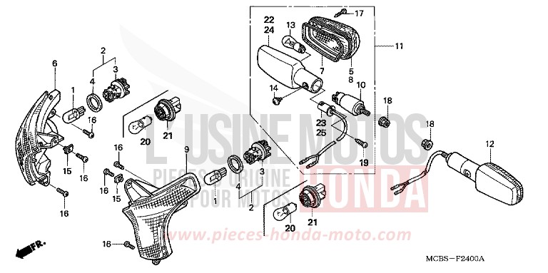 CLIGNOTANT de Transalp MUTE BLACK METALLIC (NH359) 2002
