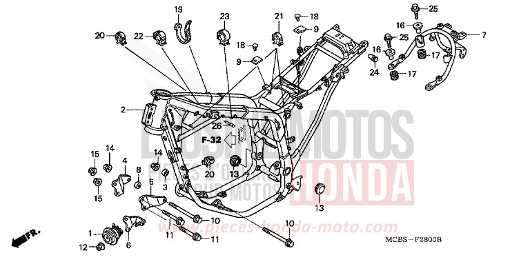 CARROSSERIE DE CHASSIS de Transalp MUTE BLACK METALLIC (NH359) 2002