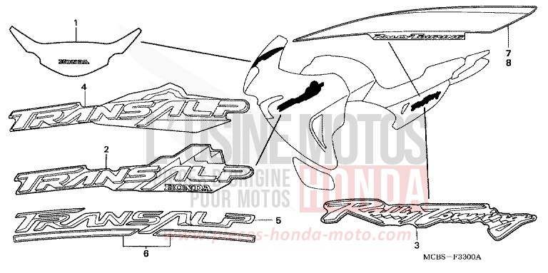 RAYURE/MARQUE de Transalp MUTE BLACK METALLIC (NH359) de 2002