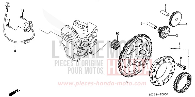 GENERATEUR D'IMPULSIONS/ EMBRAYAGE DE DEMARRAGE de Transalp SHIELD SILVER METALLIC (NH480) 2002