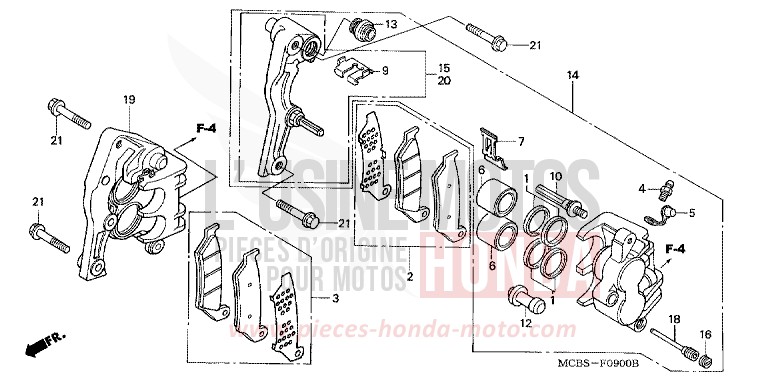 ETRIER DE FREIN AVANT de Transalp SHIELD SILVER METALLIC (NH480) 2002