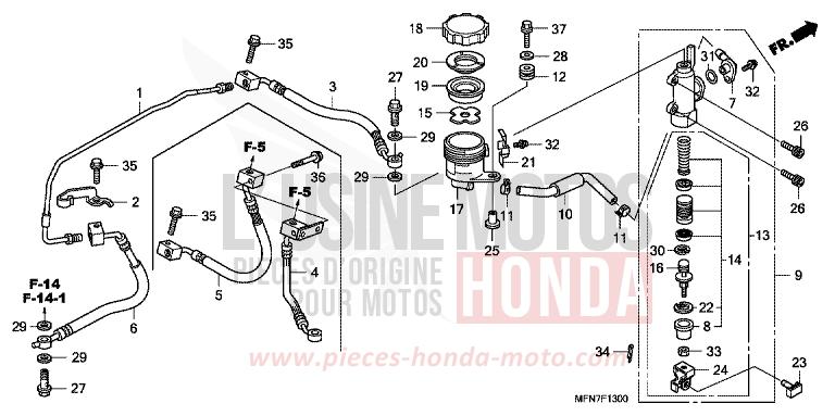 REAR BRAKE MASTERCYLINDER de CB1000R PEARL COOL WHITE (NHA16) de 2009