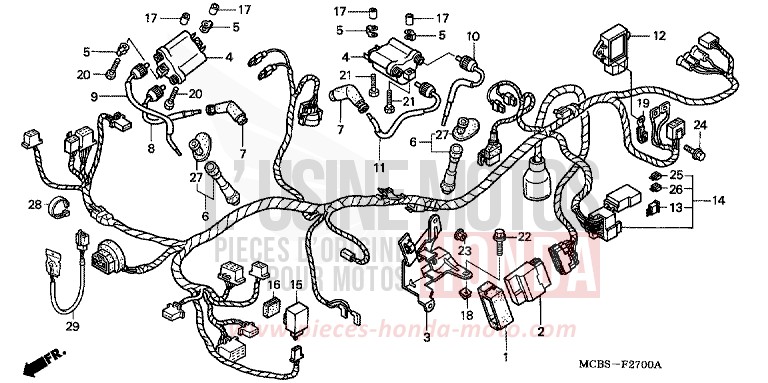 FAISCEAU DES FILS de Transalp SPANGLE SILVER METALLIC (NHA49) 2005