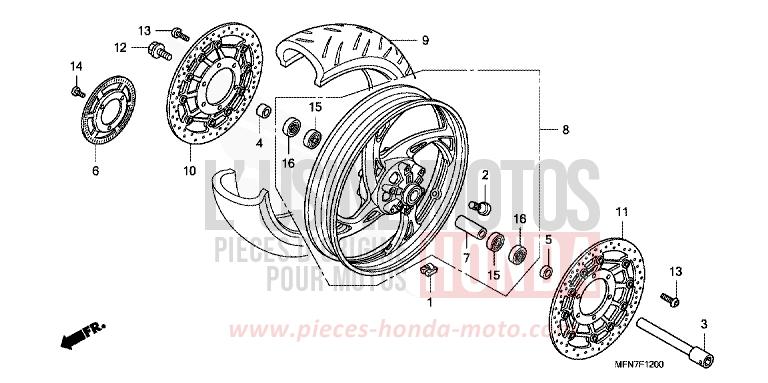 ROUE AVANT de CB1000R PEARL NIGHTSTAR BLACK (NHA84) de 2009