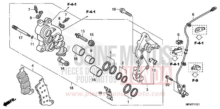 MACHOIRE DE FREIN AVANT D. (CB1000RA) de CB1000R SWORD SILVER METALLIC (NHA95) de 2009
