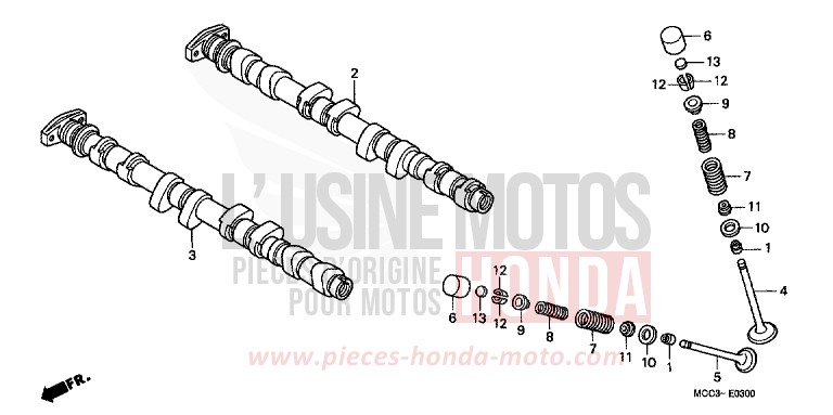 ARBRE A CAMES/SOUPAPE de X11 PEARL FLASH YELLOW (Y163) 2001