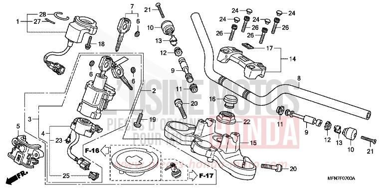 TUYAU DE GUIDON/PONT SUPERIEUR de CB1000R MAT VANGUARD BEIGE METALLIC (Y171) de 2010