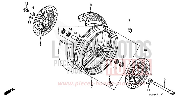 ROUE AVANT de X11 PEARL FLASH YELLOW (Y163) de 2001