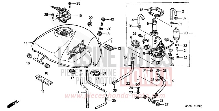 RESERVOIR A CARBURANT de X11 CANDY TAHITIAN BLUE (PB215) de 2000