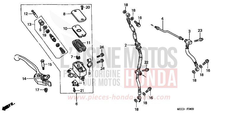 MAITRE-CYLINDRE FREIN AV. de X11 MUTE BLACK METALLIC (NH359) de 2000