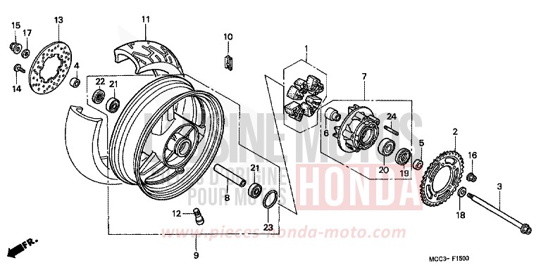 ROUE ARRIERE de X11 MUTE BLACK METALLIC (NH359) de 2000