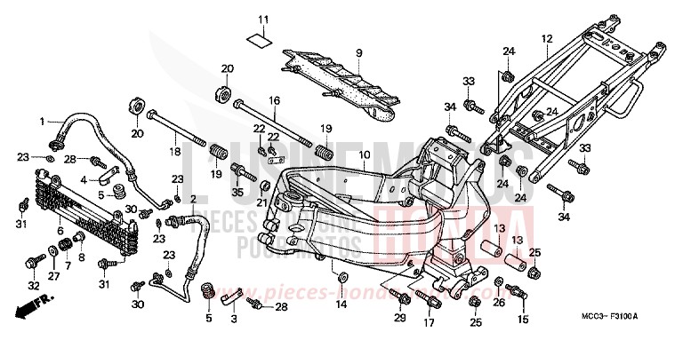CARROSSERIE DE CHASSIS/REFROIDISSEUR D'HUILE de X11 MUTE BLACK METALLIC (NH359) 2000