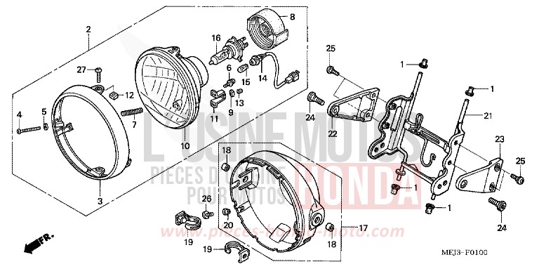 PROJECTEUR (1) de CB1300 DARKNESS BLACK METALLIC (NH463) 2005