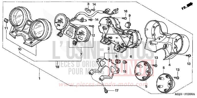 COMPTEUR (CB1300/A/F/F1) de CB1300 DARKNESS BLACK METALLIC (NH463) 2005