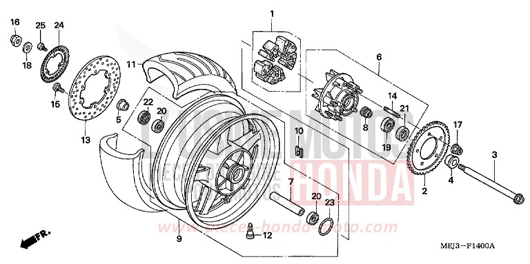 ROUE ARRIERE de CB1300 DARKNESS BLACK METALLIC (NH463) 2005