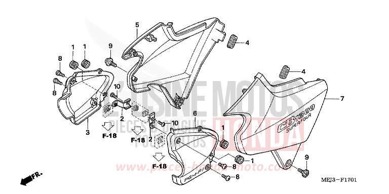 COUVERCLE LATERAL (CB1300/A/S/SA) de CB1300 DARKNESS BLACK METALLIC (NH463) 2005