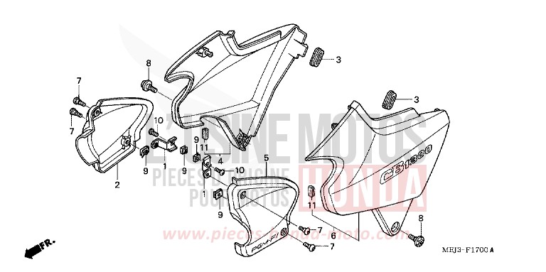 COUVERCLE LATERAL (CB1300F/F1) de CB1300 DARKNESS BLACK METALLIC (NH463) 2003