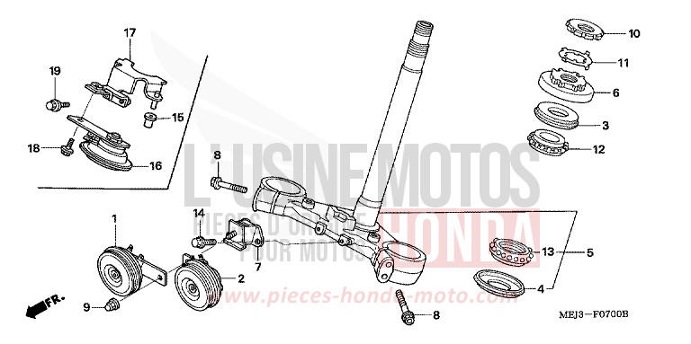 TIGE DE DIRECTION de CB1300 FORCE SILVER METALLIC (NH411) 2003