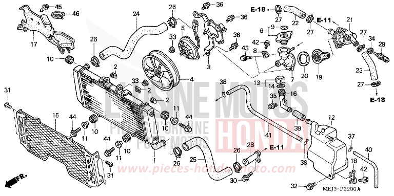 RADIATEUR (CB1300/F/F1/S) de CB1300 FORCE SILVER METALLIC (NH411) 2003