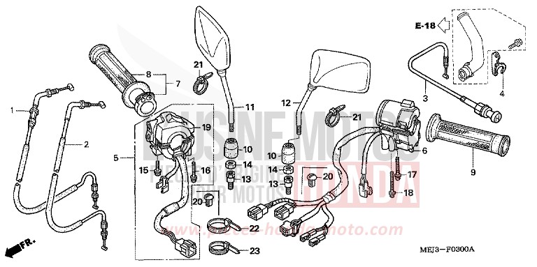 COMMUTATEUR/CABLE de CB1300S PEARL FADELESS WHITE (NH341K) de 2005