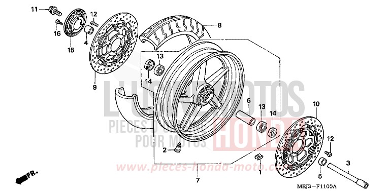 ROUE AVANT de CB1300S PEARL FADELESS WHITE (NH341K) de 2005
