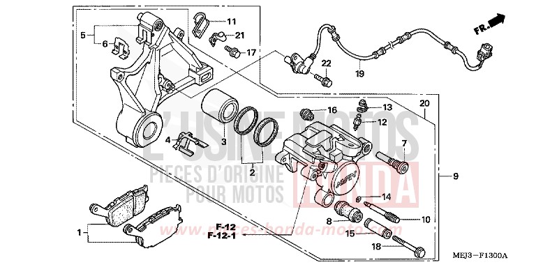ETRIER DE FREIN ARRIERE de CB1300S PEARL FADELESS WHITE (NH341K) de 2005