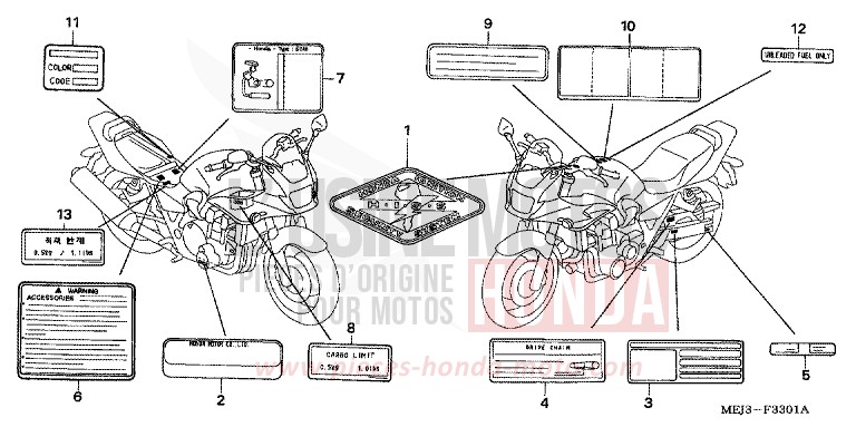 ETIQUETTE DE PRECAUTIONS (CB1300S/SA) de CB1300S PEARL FADELESS WHITE (NH341K) de 2005