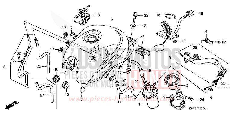 RESERVOIR A CARBURANT de CBF125 SPORTS RED (R321) de 2009