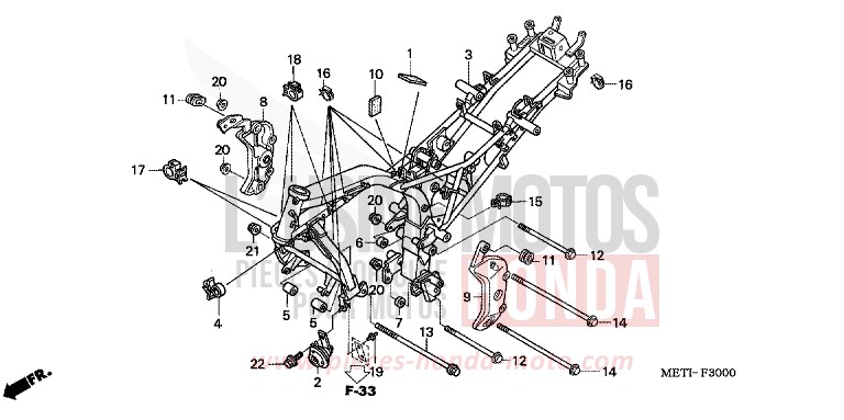 CARROSSERIE DE CHASSIS de CBF500 NOIR (NH1) 2004