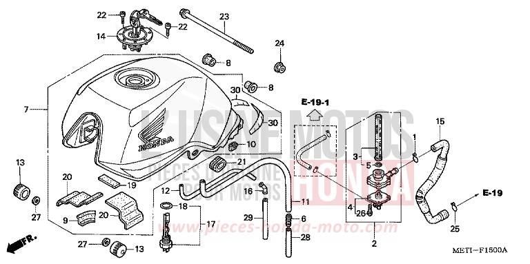 RESERVOIR A CARBURANT de CBF500 CANDY XENON BLUE (PB324) 2004