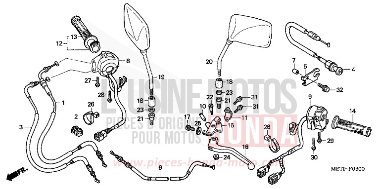 LEVIER DE GUIDON/COMMUTATEUR/CABLE de CBF500 FORCE SILVER METALLIC (NH411) 2004