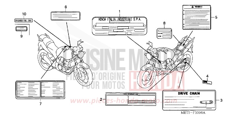 ETIQUETTE DE PRECAUTIONS de CBF500 FORCE SILVER METALLIC (NH411) de 2004